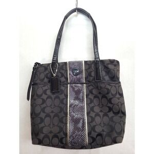 COACH Signature Python Stripe Tote Shoulder Canvas Handbag (G1360-F25706)